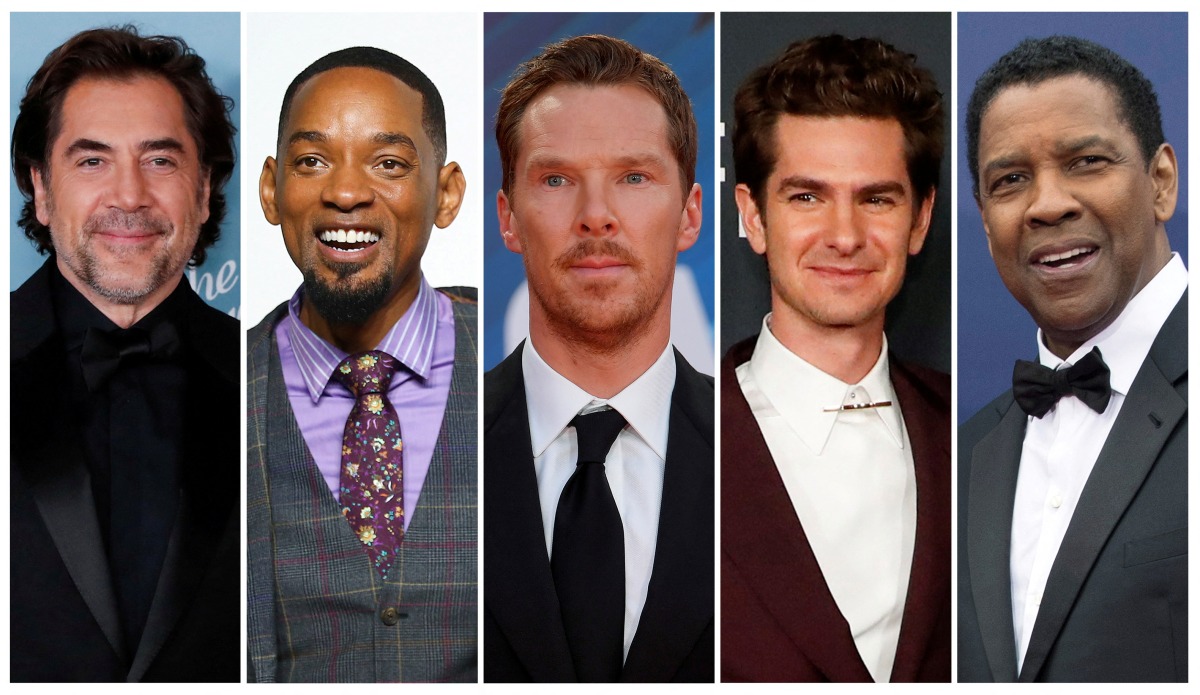Oscar nominees for the 94th Academy Awards for best actor are (L-R) Javier Bardem, Will Smith, Benedict Cumberbatch, Andrew Garfield and Denzel Washington, as shown in a combination of file photos. Reuters/Mario Anzuoni/Hannah McKay/Toby Melville/Monica Almeida/Files