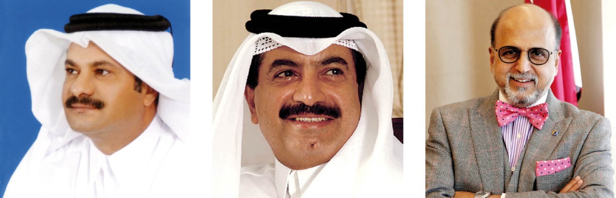 From left: Doha Bank’s Chairman Sheikh Fahad bin Mohammad bin Jabor Al Thani, Managing Director Sheikh Abdul Rahman bin Mohammad bin Jabor Al Thani, and CEO Dr. R. Seetharaman
