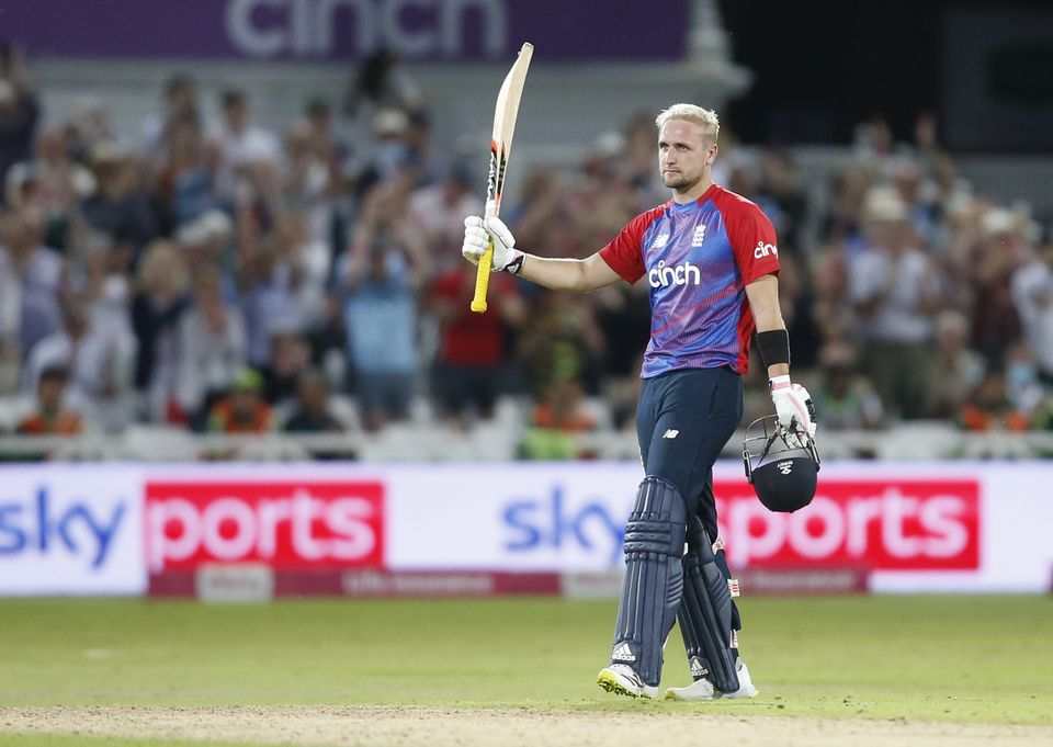 FILE PHOTO: England's Liam Livingstone celebrates his century Action Images via Reuters/Ed Sykes


