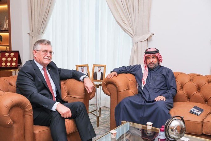 Moldovan Ambassador Victor Tsvirkun (left), and Katara General Manager Prof Dr. Khalid bin Ibrahim Al Sulaiti during their meeting.