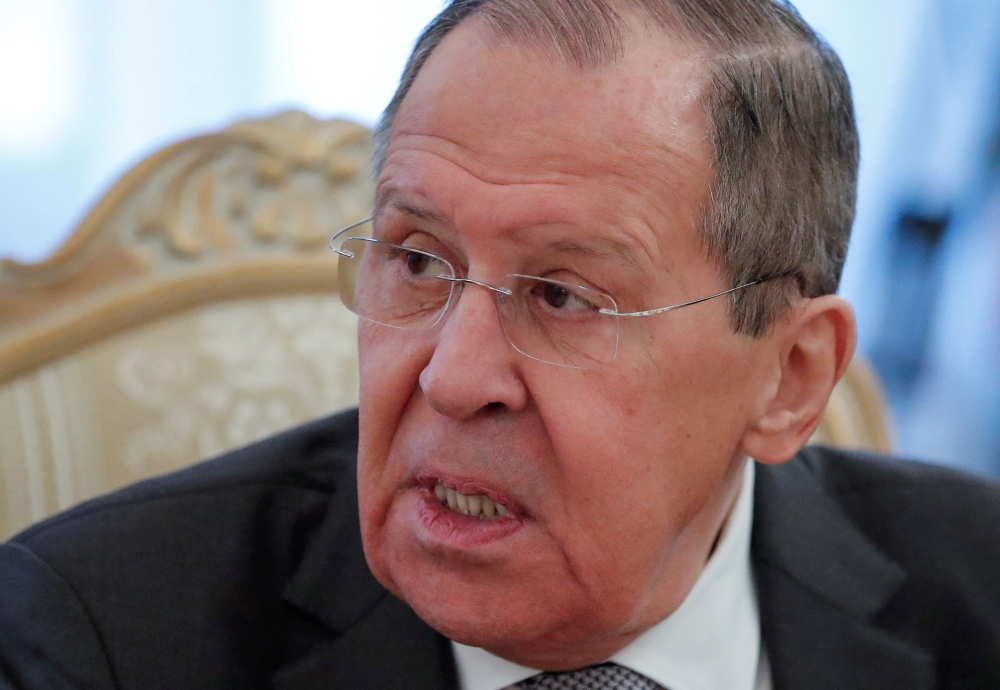 Russian Foreign Minister Sergei Lavrov speaks during a meeting with his Italian counterpart Luigi Di Maio in Moscow, Russia February 17, 2022. Reuters/Shamil Zhumatov/Pool