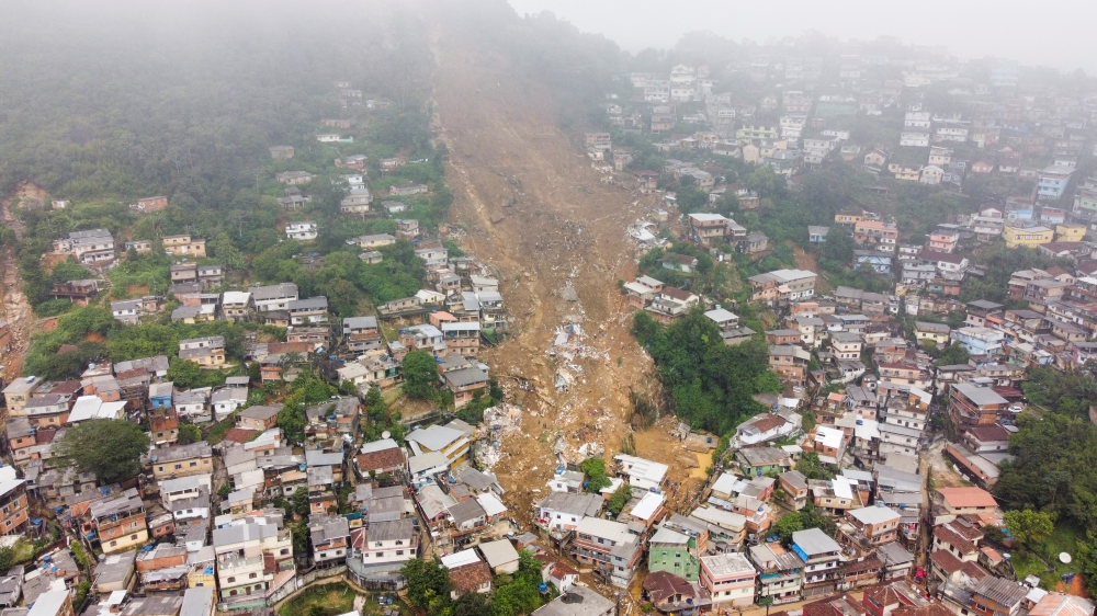 An overview of a site of a mudslide at Morro da Oficina after pouring rains in Petropolis, Brazil February 16, 2022. Reuters/Ricardo Moraes