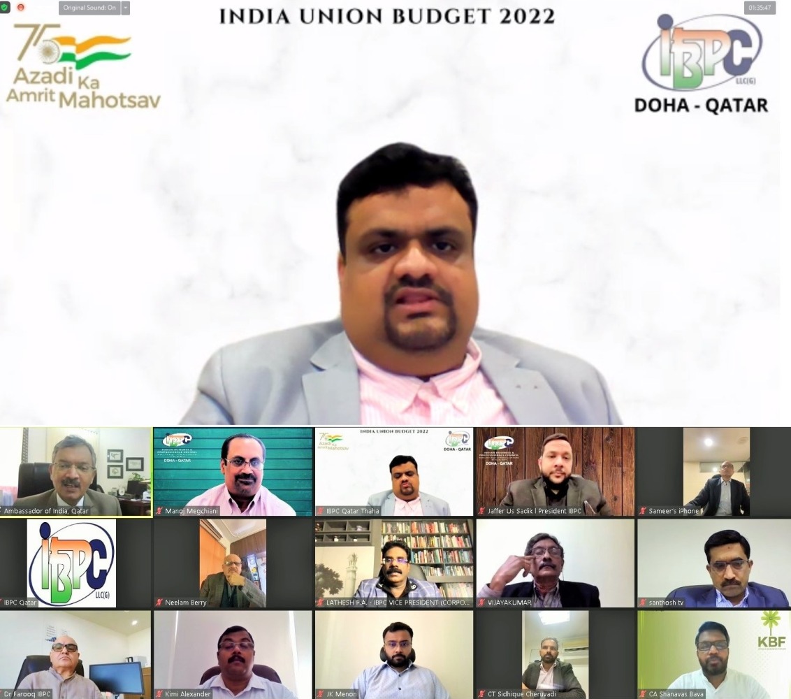 Ambassador of India to Qatar H E Dr. Deepak Mittal, with other officials and participants during the virtual forum, recently. 