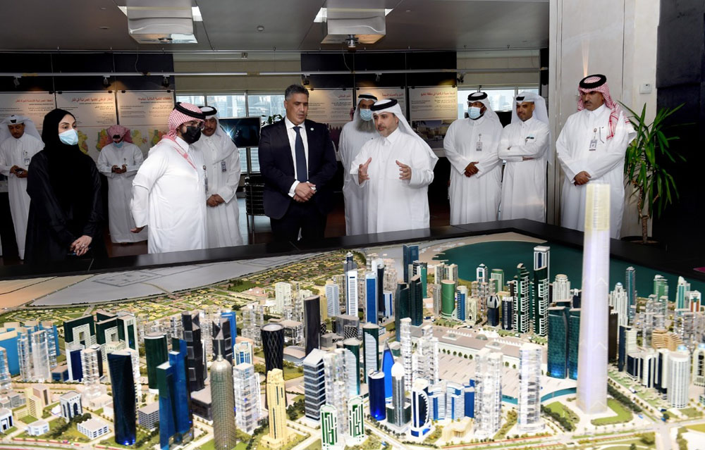 Minister of Municipality H E Dr. Abdulla bin Abdulaziz bin Turki Al Subaie with Minister of Housing, Urban Planning and the City of Algeria H E Mohamed Tarek Belaribi, yesterday.
