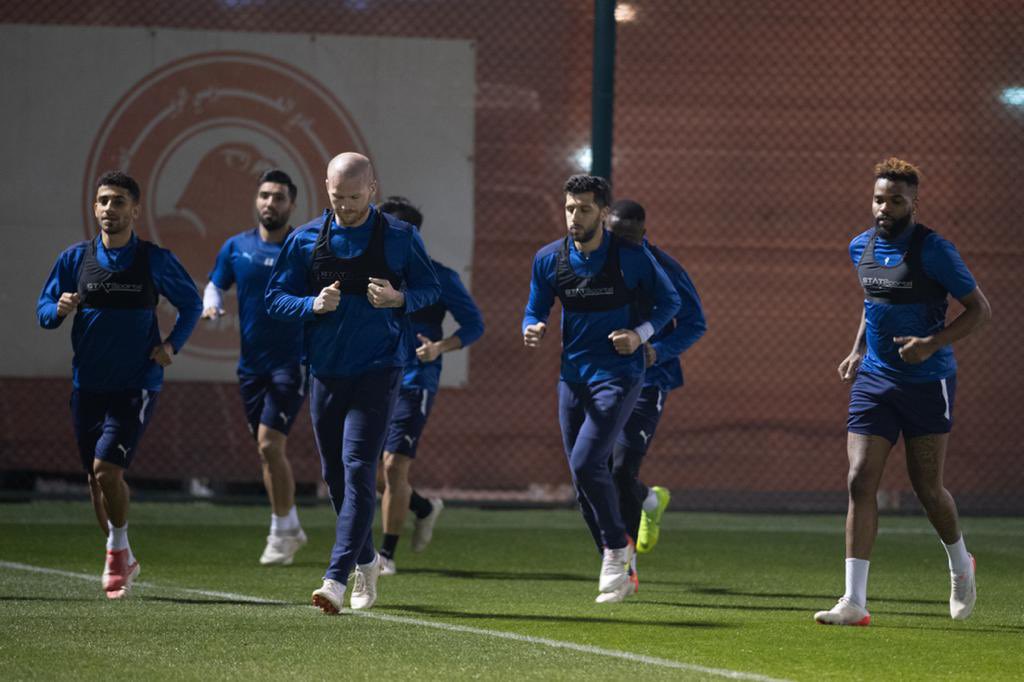 Al Arabi players during a training session ahead of their Round 20 clash.