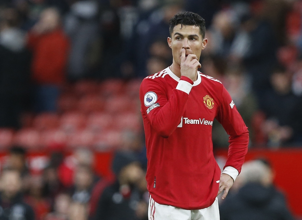 Manchester United's Cristiano Ronaldo reacts REUTERS/Craig Brough 