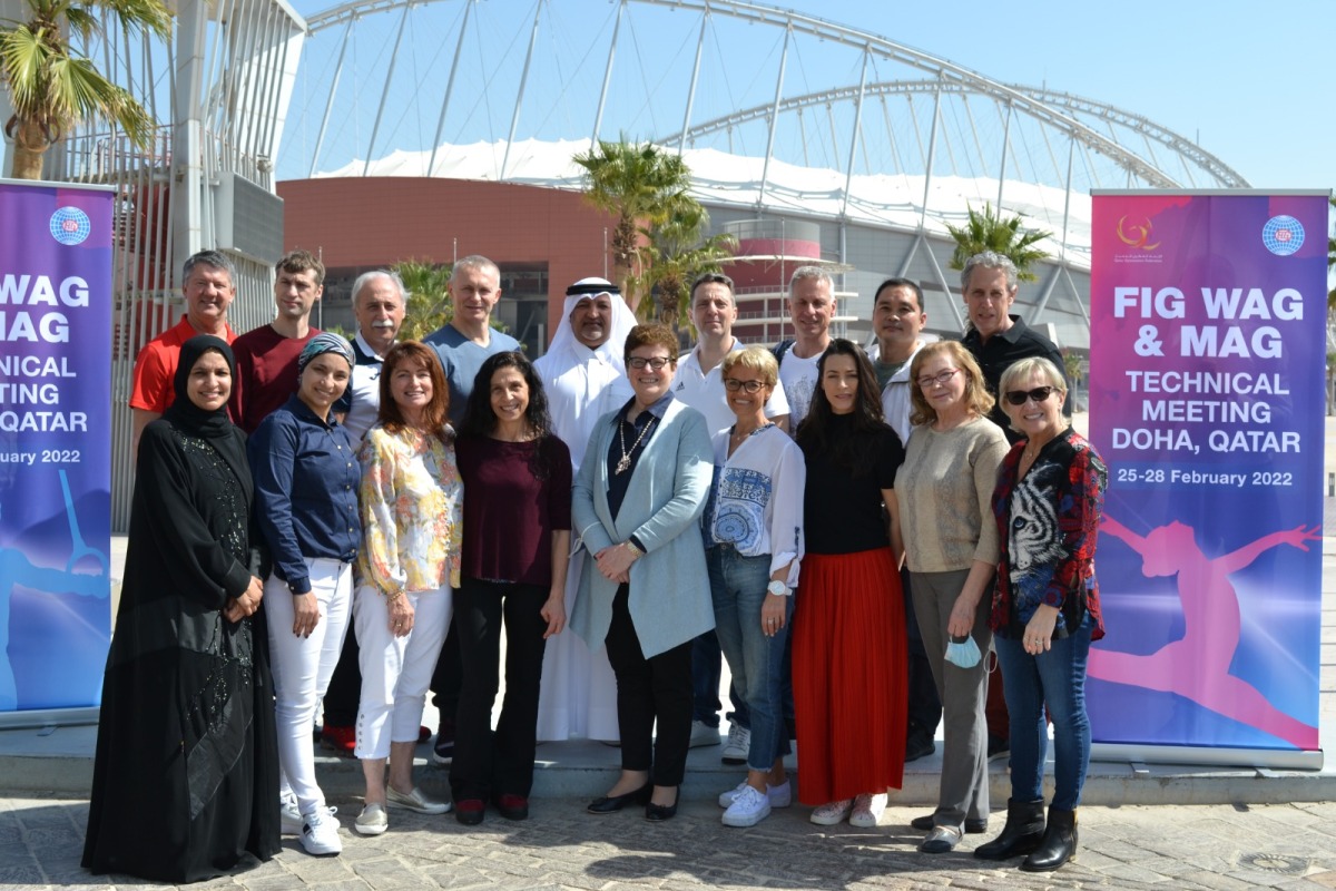 Qatar Gymnastics Federation President and First Vice President at International Gymnastics Federation (FIG) Ali Al Hitmi with members of FIG men’s (MAG) and women’s (WAG) Technical Committees.