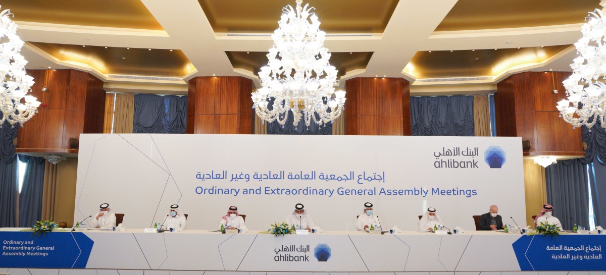 Officials of Ahlibank during Annual Ordinary and Extraordinary General Meetings held yesterday.