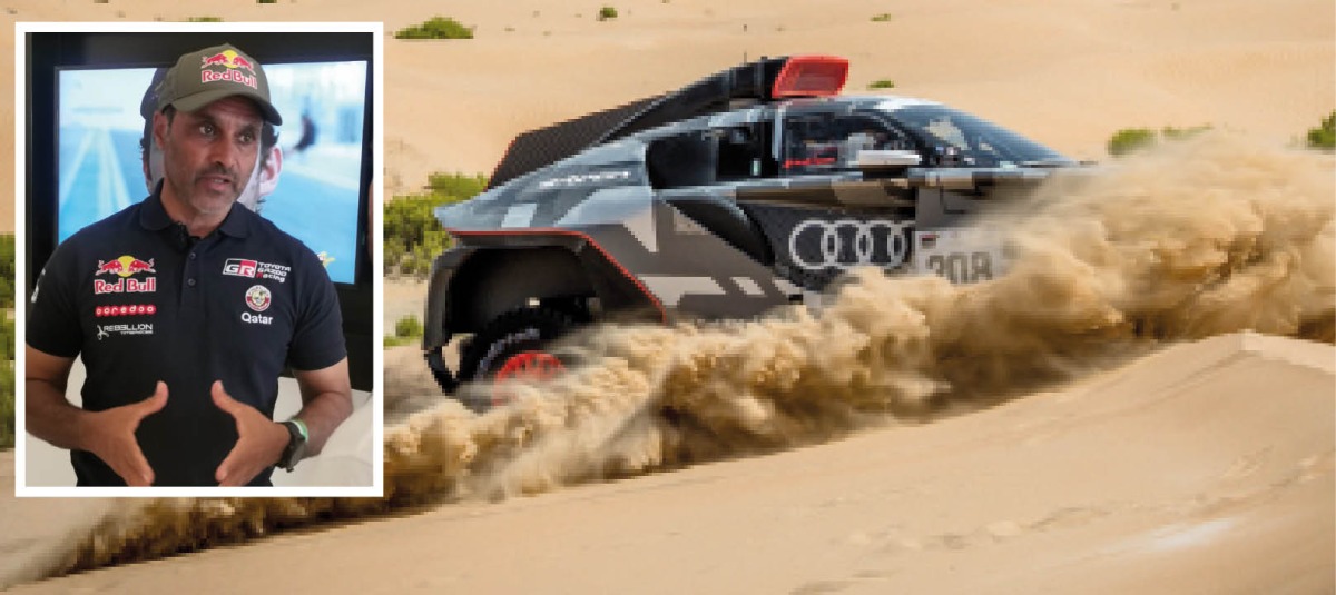 Stephane Peterhansel drives during the opening stage of the Abu Dhabi Desert Challenge. Inset: Nasser Al Attiyah