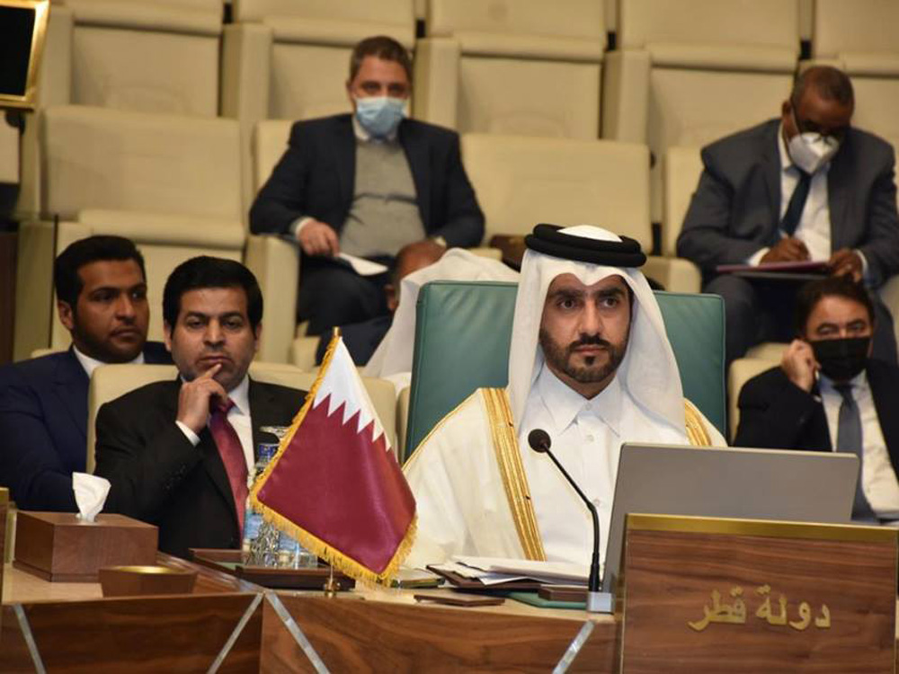 Director of Arab Affairs Department of the Ministry of Foreign Affairs, H E Nayef bin Abdullah Al Emadi, leading the Qatari delegation in the meeting in Cairo, yesterday.