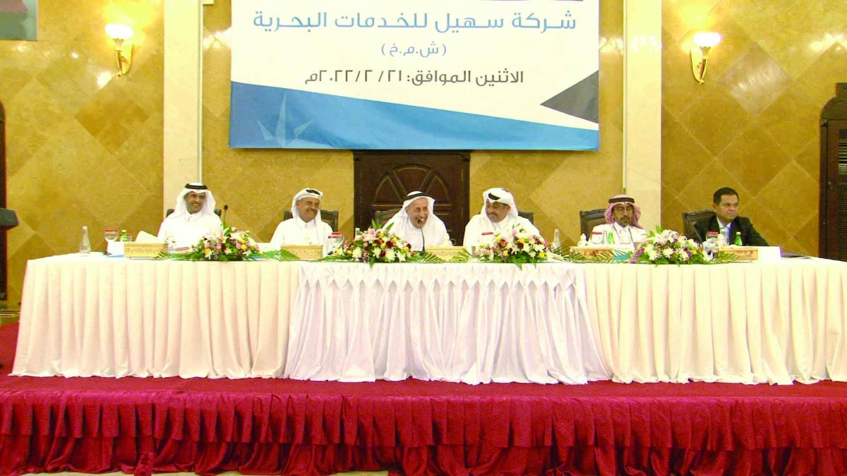 S'hail Shipping's Chairman and Managing Director Mohamed Khalifa Al Sada and other officials during the AGM.