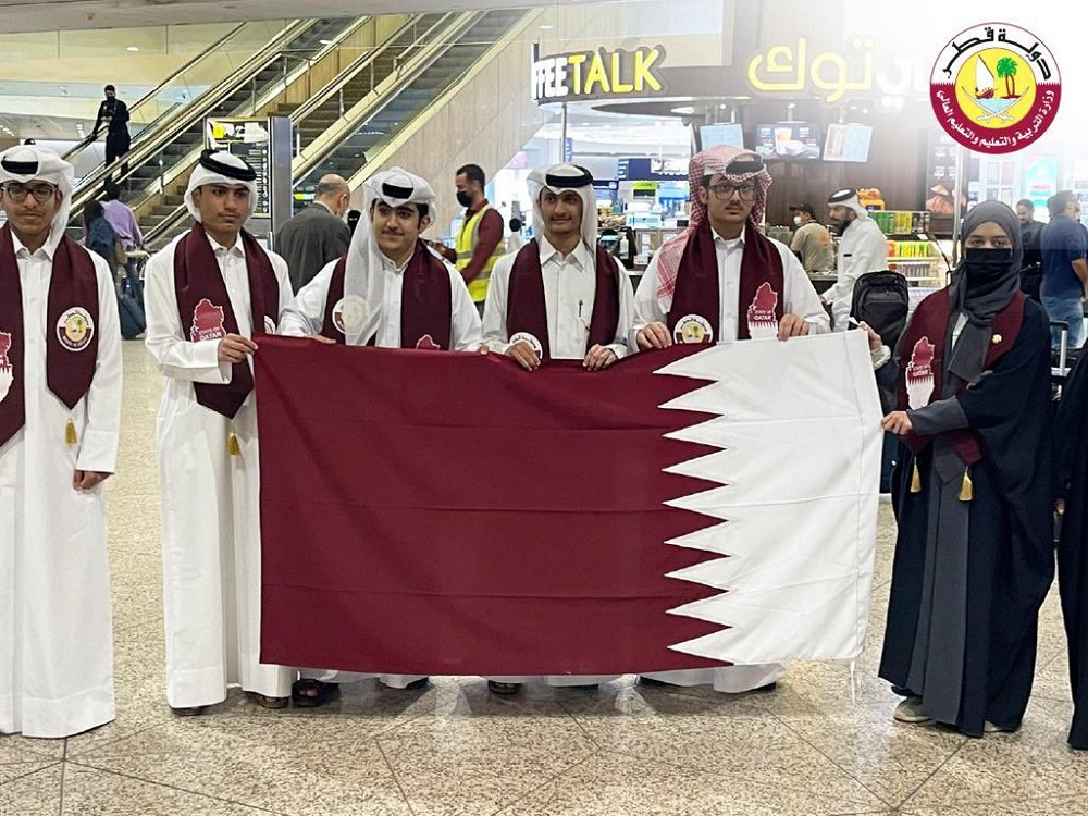 Students from Qatar before leaving the country to participate in the competitions. 