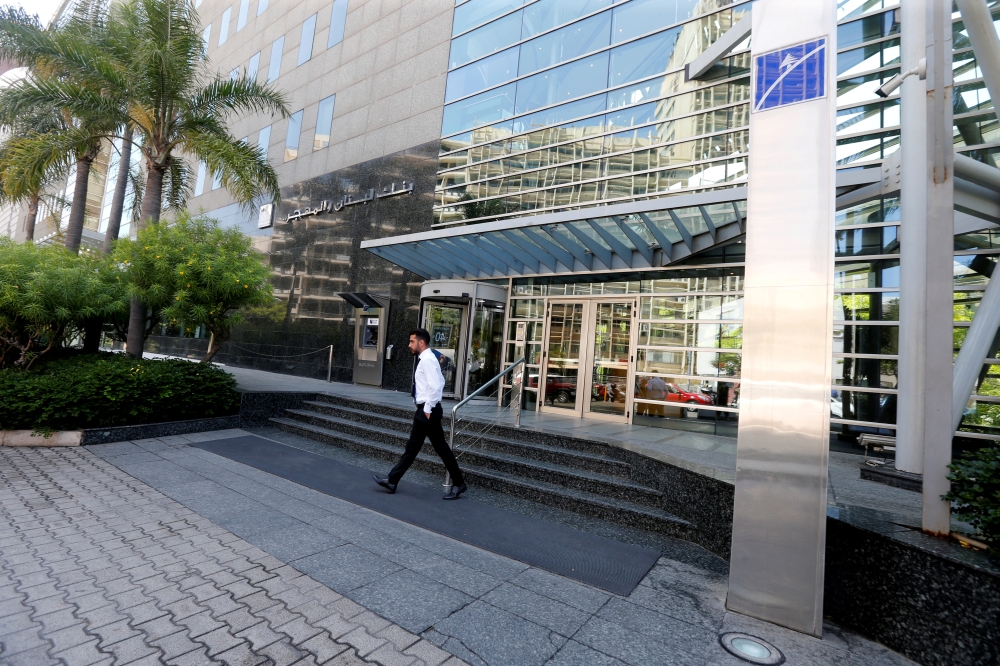 FILE PHOTO: A general view shows the headquarters of the Lebanese Blom Bank in Beirut, Lebanon July 9, 2018. REUTERS/Mohamed Azakir