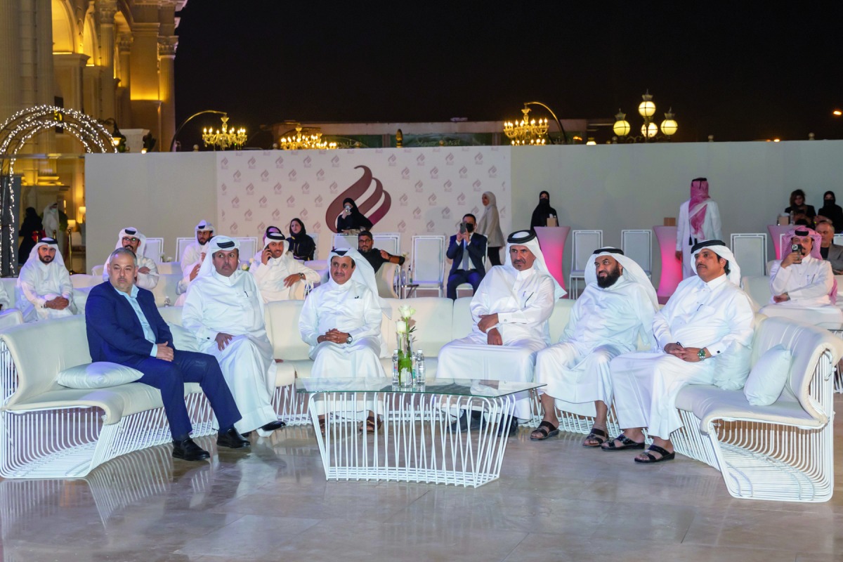 Qatar Chamber Chairman Sheikh Khalifa bin Jassim Al Thani and other officials during the event.
