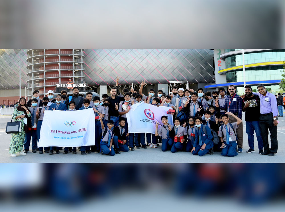 A team of students and teachers from MES Indian School attending the Amir Cup final.