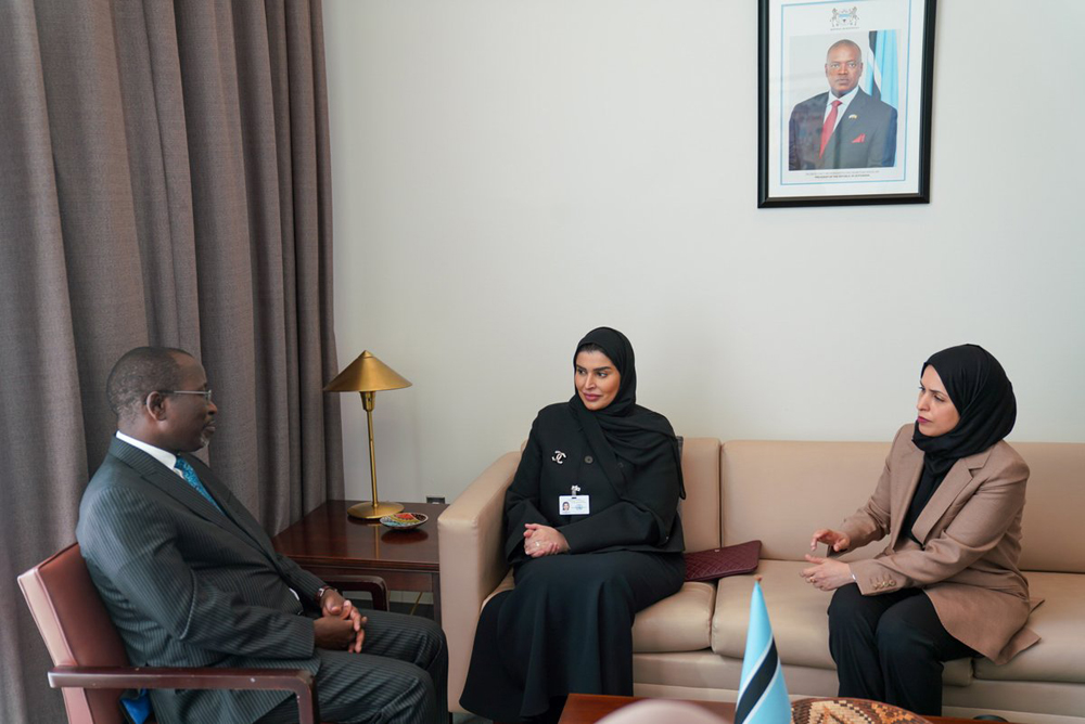 Minister of Social Development and Family H E Mariam bint Ali bin Nasser Al Misnad meeting President of the United Nations Economic and Social Council H E Collen Vixen