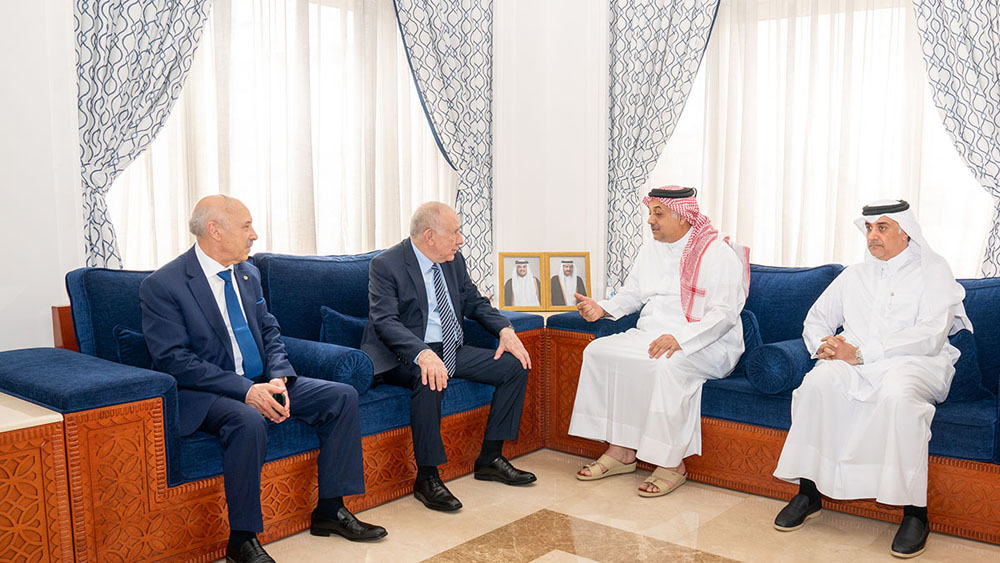 Deputy Prime Minister and Minister of State for Defence Affairs H E Dr. Khalid bin Mohamed Al Attiyah during a meeting with Chief of Staff of the People’s National Army of Algeria H E Lieutenant-General Said Chengriha.