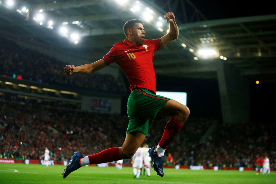 Portugal's Matheus Nunes celebrates scoring their third goal REUTERS/Pedro Nunes