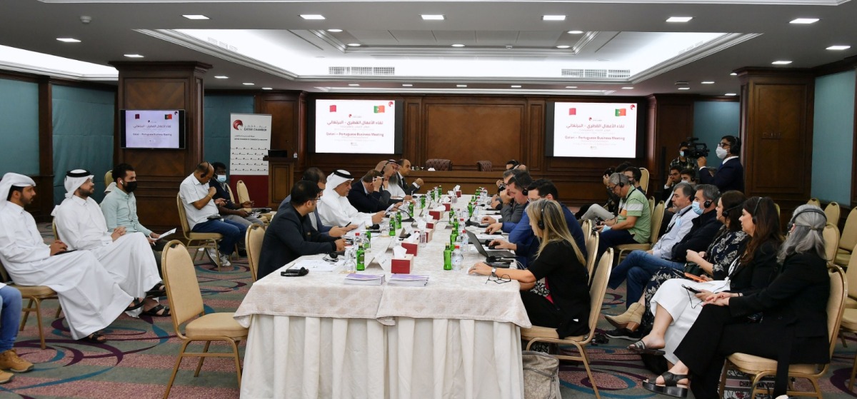 Officials and members from Qatar Chamber and the Portuguese Association of Wood and Furniture Industries (AIMMP) during the meeting, in Doha, recently. 