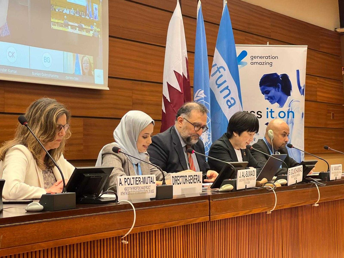 Acting Chargé d’Affaires at Qatar’s permanent delegation to UN Office in Geneva Jawhara Al Suwaidi and others at the event to mark the day. 