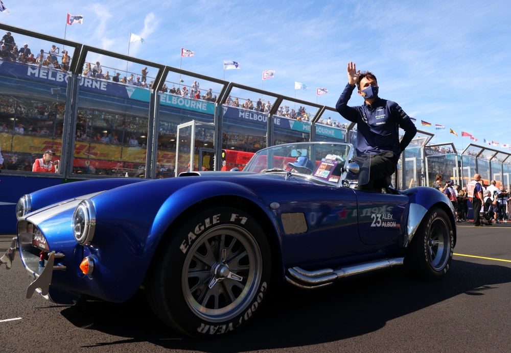  April 10, 2022 Williams' Alexander Albon during the drivers parade before the race REUTERS/Martin Keep