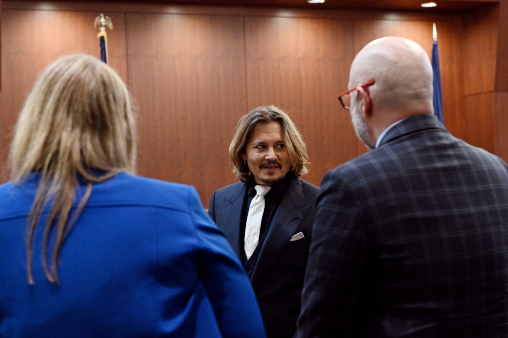 Actor Johnny Depp attends a court session in the Depp vs Amber Heard defamation case at Fairfax County Circuit Court, Virginia, U.S., April 12, 2022. Brendan Smialowski/Pool via REUTERS
