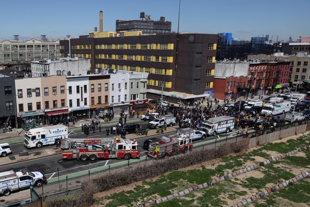 General view of the scene of a shooting at a subway station in the Brooklyn borough of New York City, New York, U.S., April 12, 2022. REUTERS/Andrew Kelly/File Photo