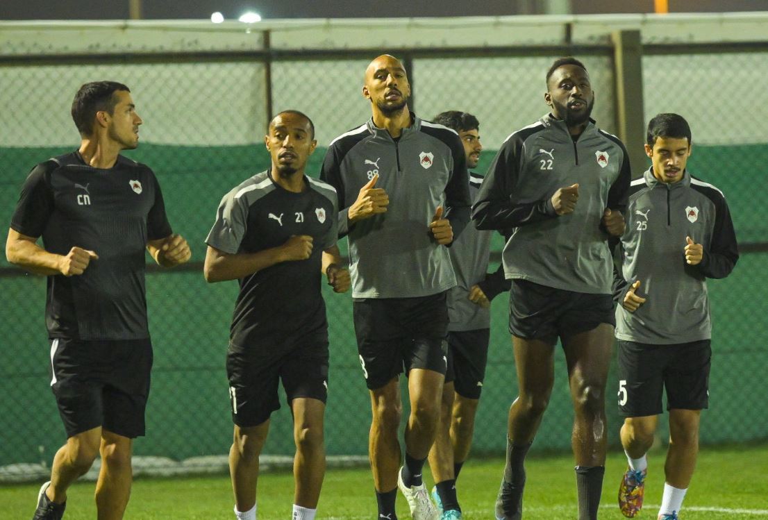 Al Rayyan players during a training session ahead of game against Sharjah.
