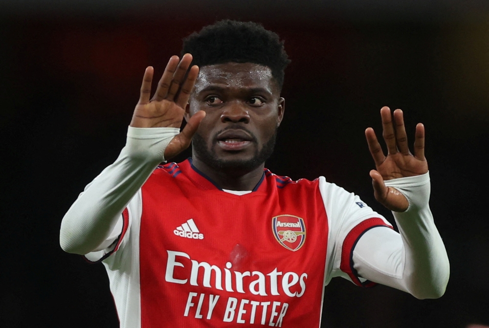 February 24, 2022 Arsenal's Thomas Partey reacts Action Images via Reuters/Matthew Childs