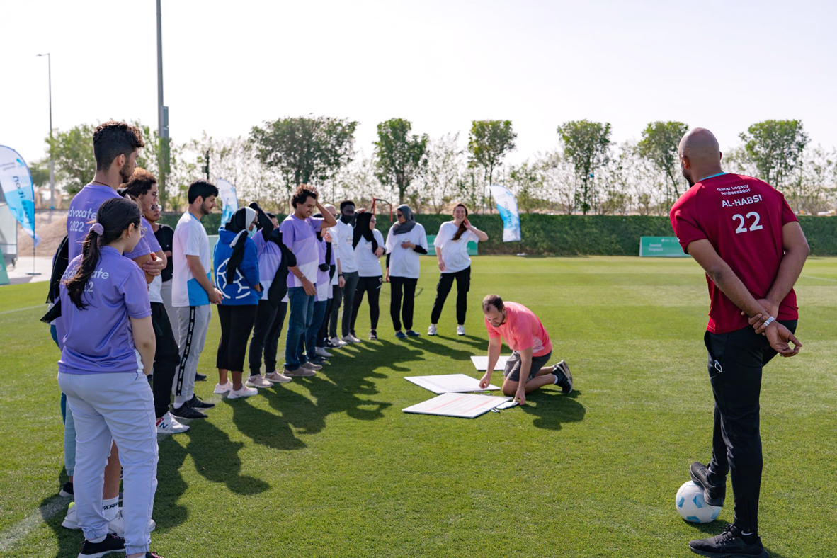 Generation Amazing youth advocates in a football team building activity.