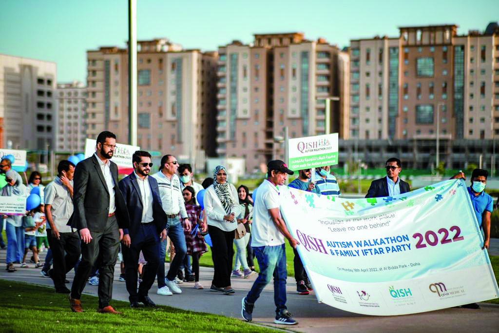 Participants during QISH's autism awareness walkathon.