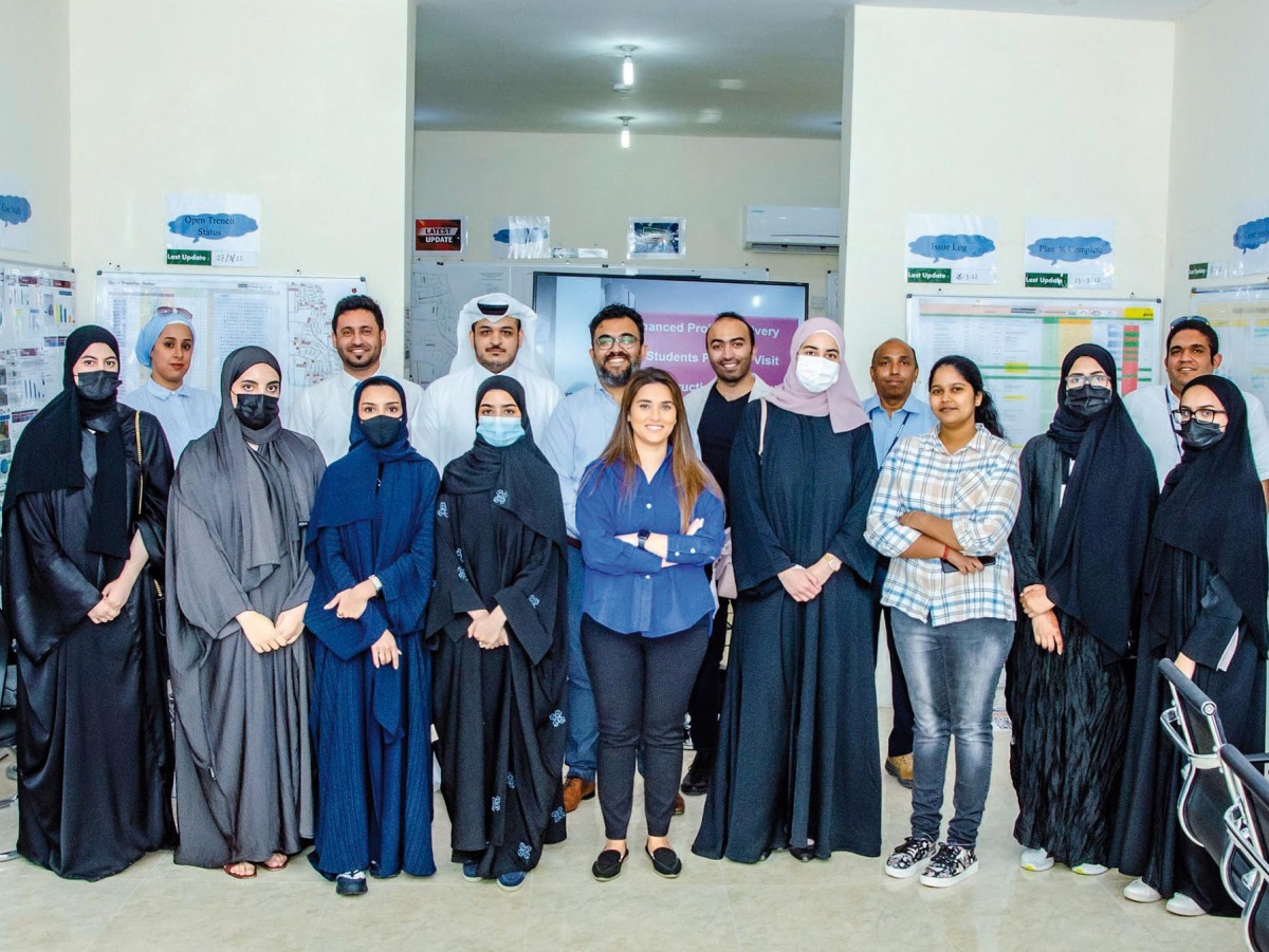 Some Qatar University students during their visit to Ashghal projects.