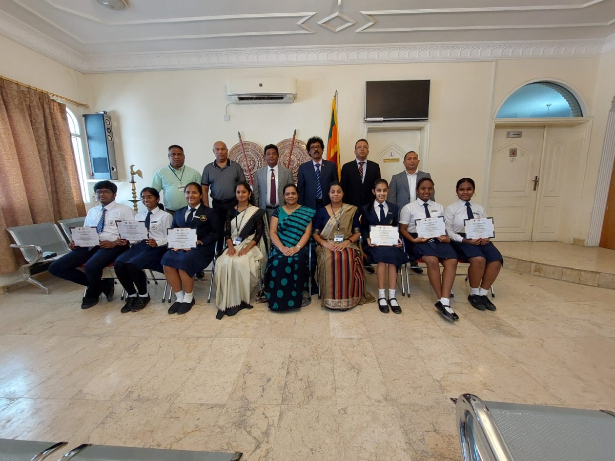 Community members, students and officials at the event held at the embassy of Sri Lanka. 