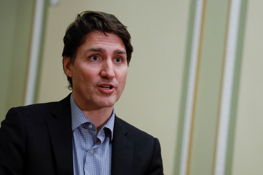 Canadian Prime Minister Justin Trudeau speaks during an interview with Reuters, as Russia's attack on Ukraine continues, in Kyiv, Ukraine May 8, 2022. REUTERS/Valentyn Ogirenko
