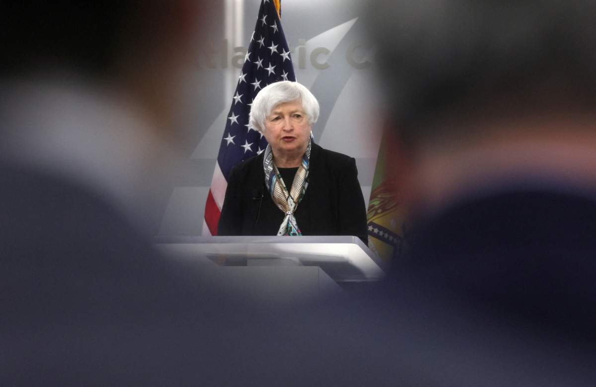 FILE PHOTO: U.S. Treasury Secretary Janet Yellen makes a speech about the current and future state of the U.S. and global economy at the Atlantic Council in Washington, U.S., April 13, 2022. REUTERS/Leah Millis/File Photo
