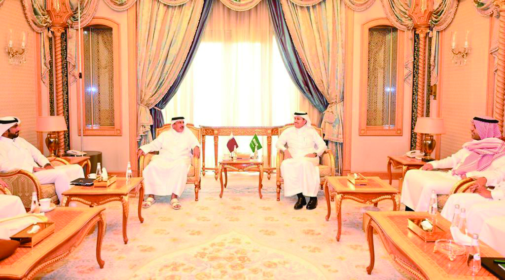 Minister of Transport H E Jassim Saif Ahmed Al Sulaiti with Minister of Transport and Logistic Services of Saudi Arabia H E Eng. Saleh bin Nasser Al Jasser, in Riyadh, yesterday. 