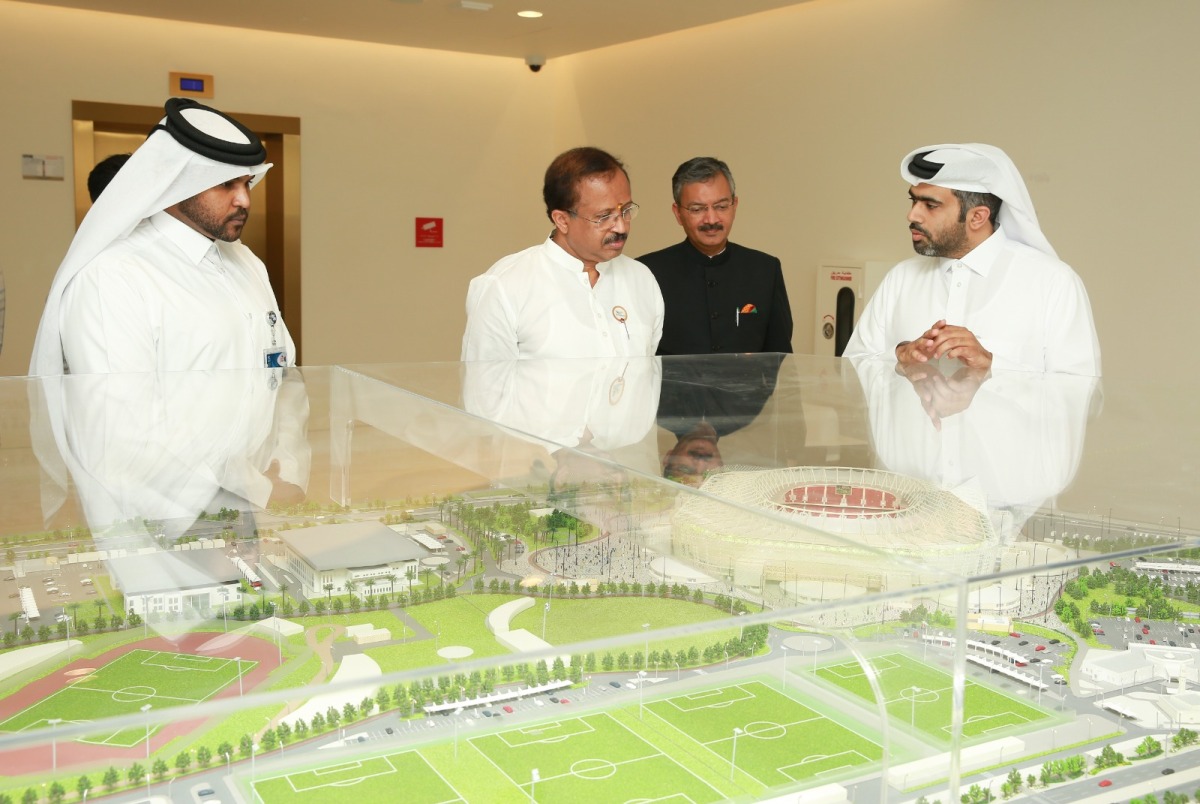  Minister of State for External Affairs and Parliamentary Affairs of India H E V Muraleedharan at the Ahmed Bin Ali Stadium 