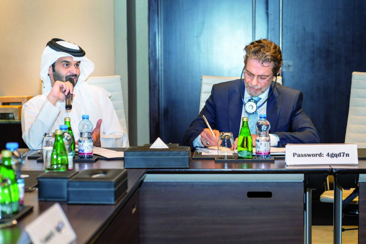 Qatari and Swedish officials during a meeting. 