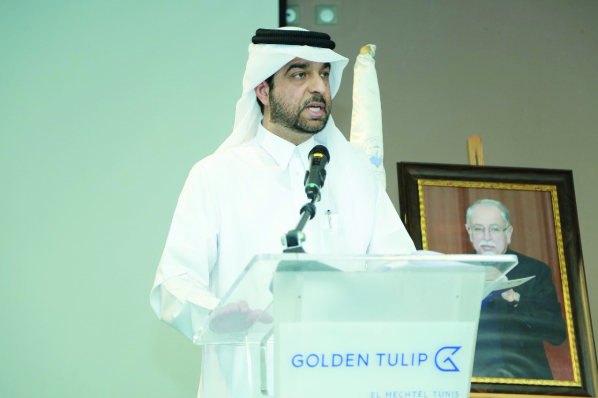 Secretary-General of the Arab Network for National Human Rights Institutions Sultan bin Hassan Al Jamali addressing the symposium.