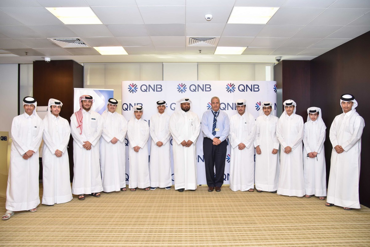 Students of Qatar Banking Studies and Business Administration Secondary School at QNB Mathaf Building. 