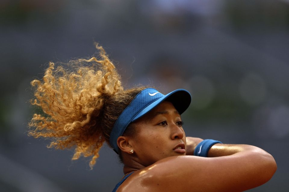 May 1, 2022 Japan's Naomi Osaka in action during her second round match against Spain's Sara Sorribes Tormo REUTERS/Susana Vera

