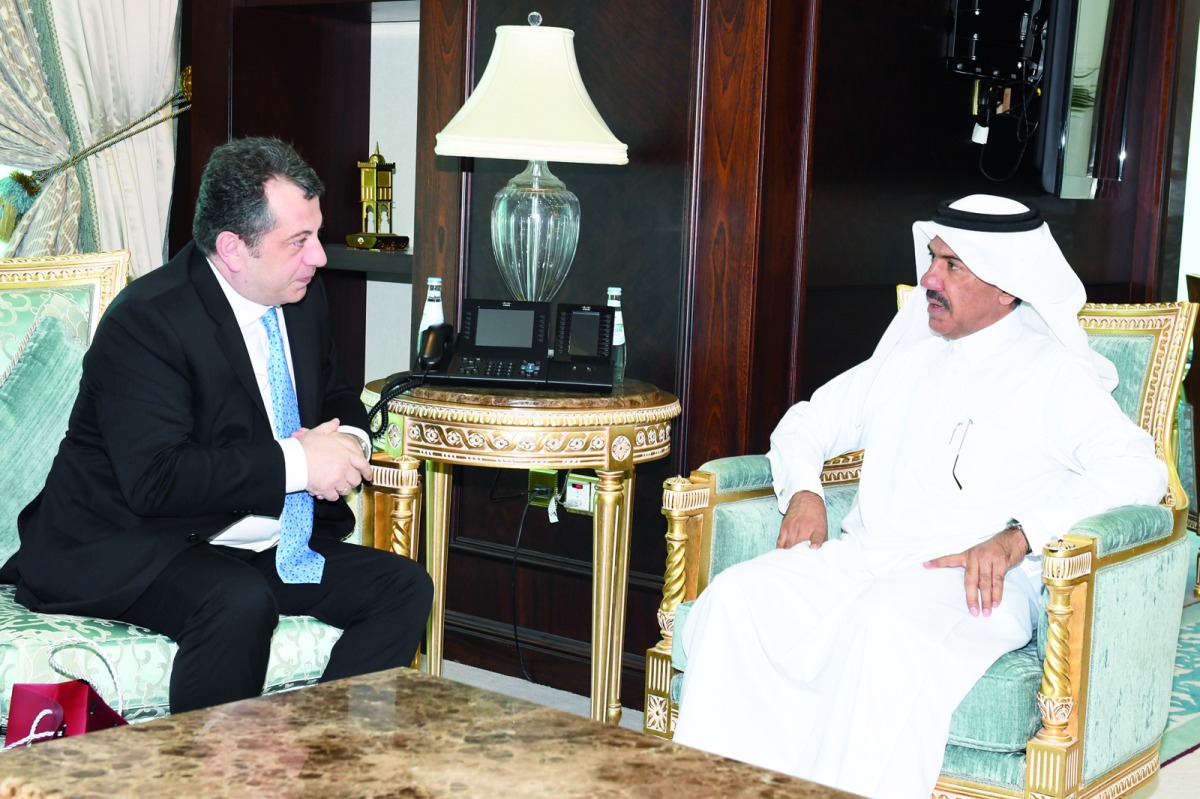 Secretary-General of the Ministry of Foreign Affairs H E Dr. Ahmed bin Hassan Al Hammadi meeting  the Ambassador of Armenia to Qatar H E Armen Sargsyan.