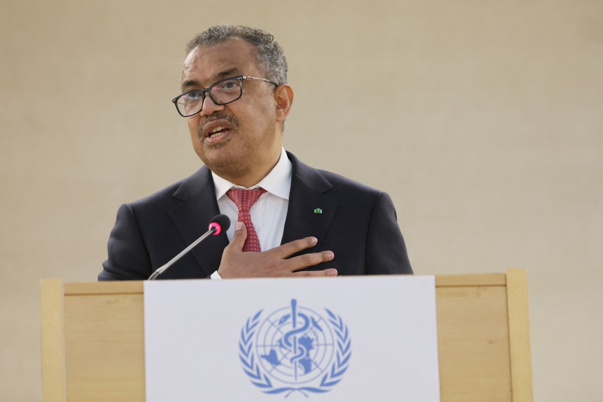 Dr Tedros Adhanom Ghebreyesus, Director-General of the World Health Organization (WHO) speaks following his re-election during the 75th World Health Assembly at the United Nations in Geneva, Switzerland, May 24, 2022. REUTERS/Denis Balibouse
