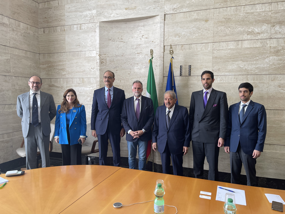 Sheikh Faisal bin Qassim Al Thani, QBA Chairman and other officials, during the agreement signing ceremony. 

