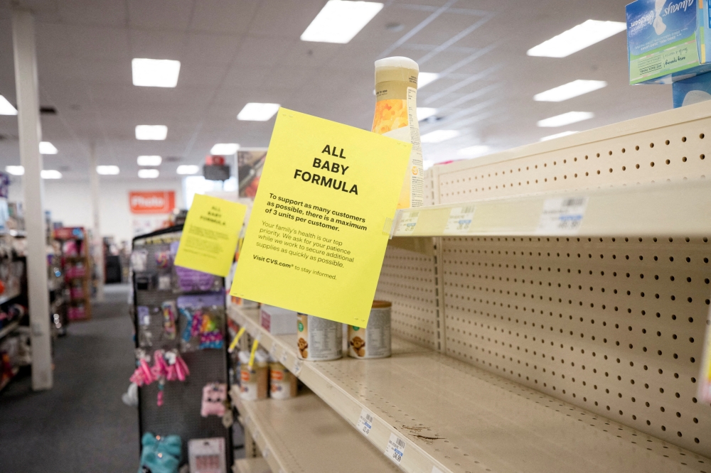 Empty shelves show a shortage of baby formula at a CVS store in San Antonio, Texas, U.S. May 10, 2022. Reuters/Kaylee Greenlee Beal/File Photo
