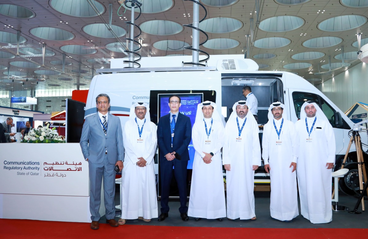 Officials at a booth of Communications Regulatory Authority, during 14th Milipol exhibition. 