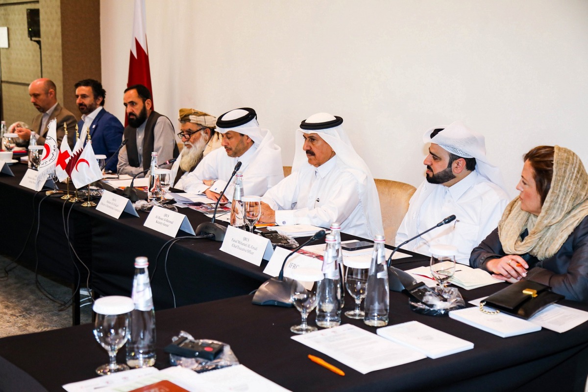 Qatar Red Crescent Society (QRCS) officials during the Roundtable on the humanitarian situation in Afghanistan, yesterday.