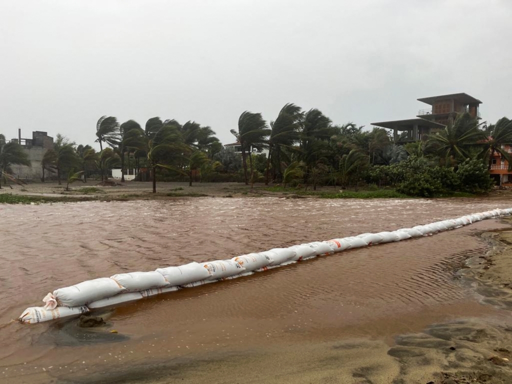 Palm trees sway in the wind as Hurricane Agatha pounds the southern coast of Mexico, in Puerto Escondido, Oaxaca state, Mexico, May 30, 2022. REUTERS/Jose de Jesus Cortes