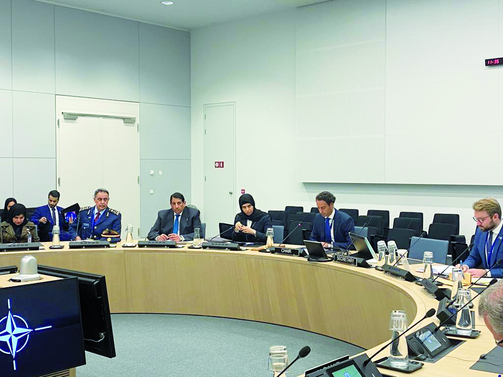 Assistant Foreign Minister H E Lolwah bint Rashid Al Khater taking part in a NATO roundtable discussion in Brussels.