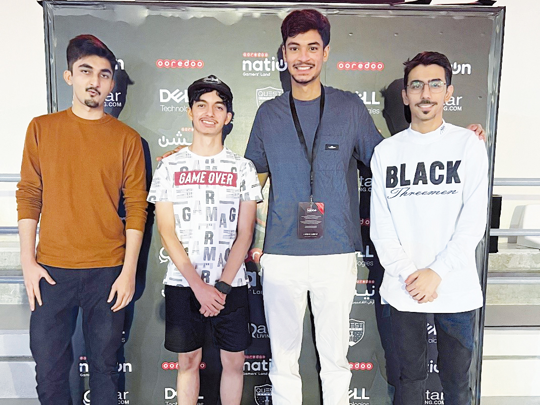 From left: Usama Javed, eSports Club Treasurer; Adham Ali, second place winner; Syed Hamad Abbas, eSports Club President, and  Mohammed Albourdiny, first place winner.